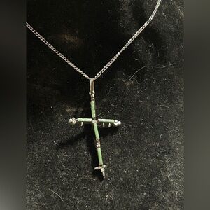 Vintage -cross sterling silver cross pendant with Turquoise?